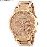 Emporio Armani Classic Rose Gold Chronograph Steel Strap Watch For Men - AR2452