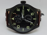 Hugo Boss Aeroliner Maxx Black Dial Brown Leather Strap Watch For Men - 1513079