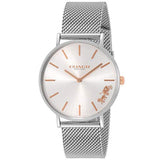 Coach Perry White Dial Silver Mesh Bracelet Watch for Women - 14503124