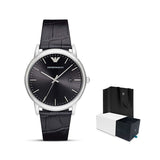 Emporio Armani Luigi Quartz Black Dial Black Leather Strap Watch For Men - AR2500