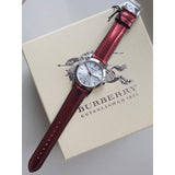 Burberry The City Silver Dial Red Strap Watch for Women - BU9232