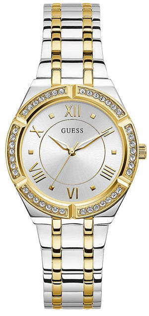 Guess Cosmo Diamonds Silver Dial Two Tone Steel Strap Watch for Women - GW0033L4