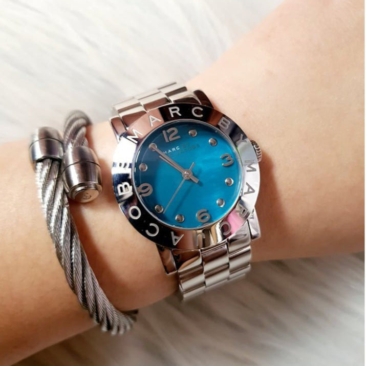 Marc Jacobs Amy Blue Dial Silver Steel Strap Watch for Women - MBM3272