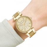 Michael Kors Parker Gold DIal Gold Steel Strap Watch for Women - MK5842