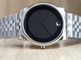 Movado Museum Classic Black Dial Silver Steel Strap Watch For Men - 606504