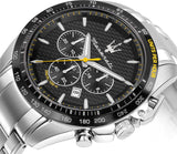 Maserati Traguardo Black Dial Silver Chronograph with Tachymeter Watch For Men - R8873612042