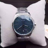 Gucci G Timeless Blue Dial Silver Steel Strap Watch For Men - YA126316