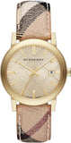 Burberry The City Gold Dial Printed Leather Strap Watch for Women - BU9026