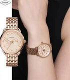 Fossil Tailor Rose Gold Dial Rose Gold Stainless Steel Strap Watch for Women - ES3713