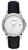 Burberry The City Silver Dial Black Leather Strap Watch for Women - BU9106