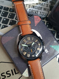 Fossil Grant Chronograph Black Dial Brown Leather Strap Watch for Men - FS5241