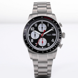 Fossil Sport Tourer Chronograph Black Dial Silver Steel Strap Watch for Men - FS6045