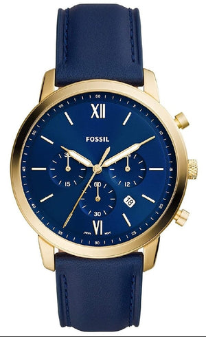 Fossil Neutra Chronograph Blue Dial Blue Leather Strap Watch for Men - FS5790