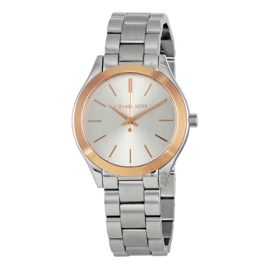 Michael Kors Mini Slim Runway Silver Dial Silver Steel Strap Watch for Women - MK3514