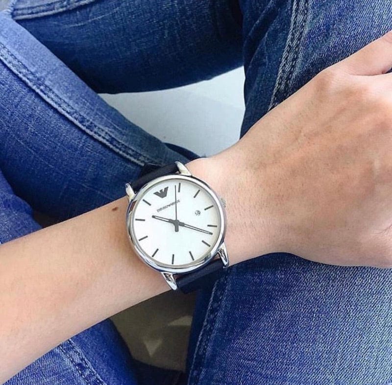 Emporio Armani Luigi White Dial Black Leather Strap Watch for Men - AR1694