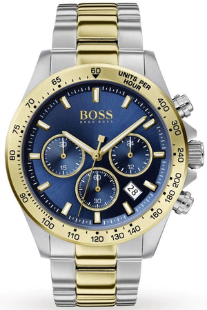 Hugo Boss Hero Blue Dial Two Tone Steel Strap Watch for Men - 1513767