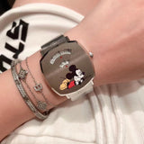 Gucci Grip Disney Mickey Mouse Gold Dial Brown Leather Strap Watch For Women - YA157420