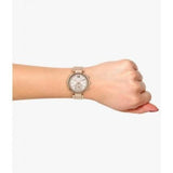 Michael Kors Sawyer Mother of Pearl White Dial Rose Gold Steel Strap Watch for Women - MK6282