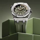 Audemars Piguet Royal Oak Offshore Diver Green Dial Green Rubber Strap Watch for Men - 15720ST.OO.A052CA.01