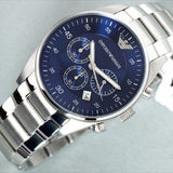 Emporio Armani Sportivo Chronograph Blue Dial Silver Steel Strap Watch For Men - AR5860