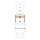 Guess Cosmo Diamonds Silver Dial White Rubber Strap Watch for Women - GW0034L2