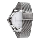 Tommy Hilfiger Spencer Skeleton Black Dial Silver Mesh Bracelet Watch for Men - 1791643