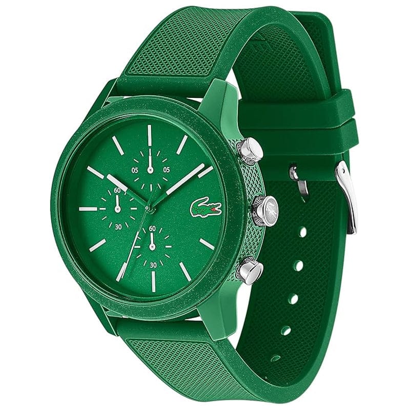 Lacoste 12.12 Chronograph Green Dial Green Silicone Strap Watch for Men - 2010973