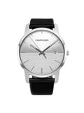 Calvin Klein City White Dial Black Leather Strap Watch for Men - K2G2G1CD