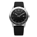 Calvin Klein Steady Black Dial Black Leather Strap Watch for Women - K7Q211C1