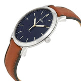 Fossil Minimalist Blue Dial Brown Leather Strap Watch for Men - FS5304