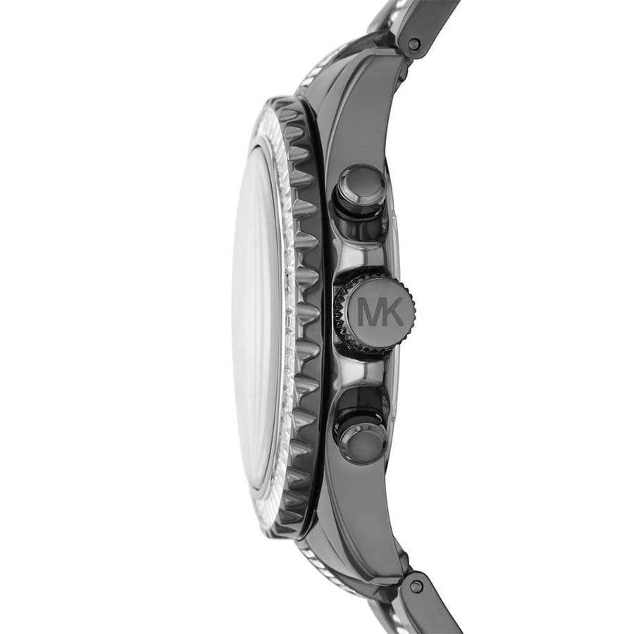 Michael Kors Everest Chronograph Black Dial Grey Steel Strap Watch For Women - MK6974