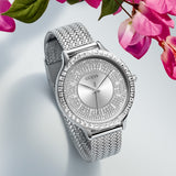 Guess Soiree Diamonds Silver Dial Silver Mesh Bracelet Watch for Women - GW0402L1