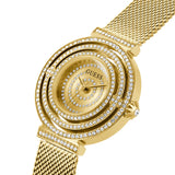 Guess Dream Quartz Gold Dial Gold Mesh Strap Watch For Women - GW0550L2