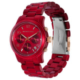 Michael Kors Runway Analog Chronograph Red Dial Red Steel Strap Watch for Women - MK7436