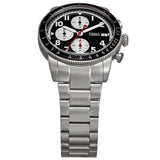 Fossil Sport Tourer Chronograph Black Dial Silver Steel Strap Watch for Men - FS6045