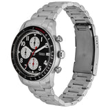 Fossil Sport Tourer Chronograph Black Dial Silver Steel Strap Watch for Men - FS6045