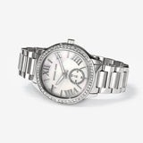 Michael Kors Sage Three-Hand White Dial Silver Steel Strap Watch for Women - MK4807