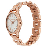 Michael Kors Runway Three-Hand Silver Dial Rose Gold Steel Strap Watch for Women - MK7473