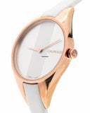 Calvin Klein Rebel White Grey Dial White Leather Strap Watch for Women - K8P236L6