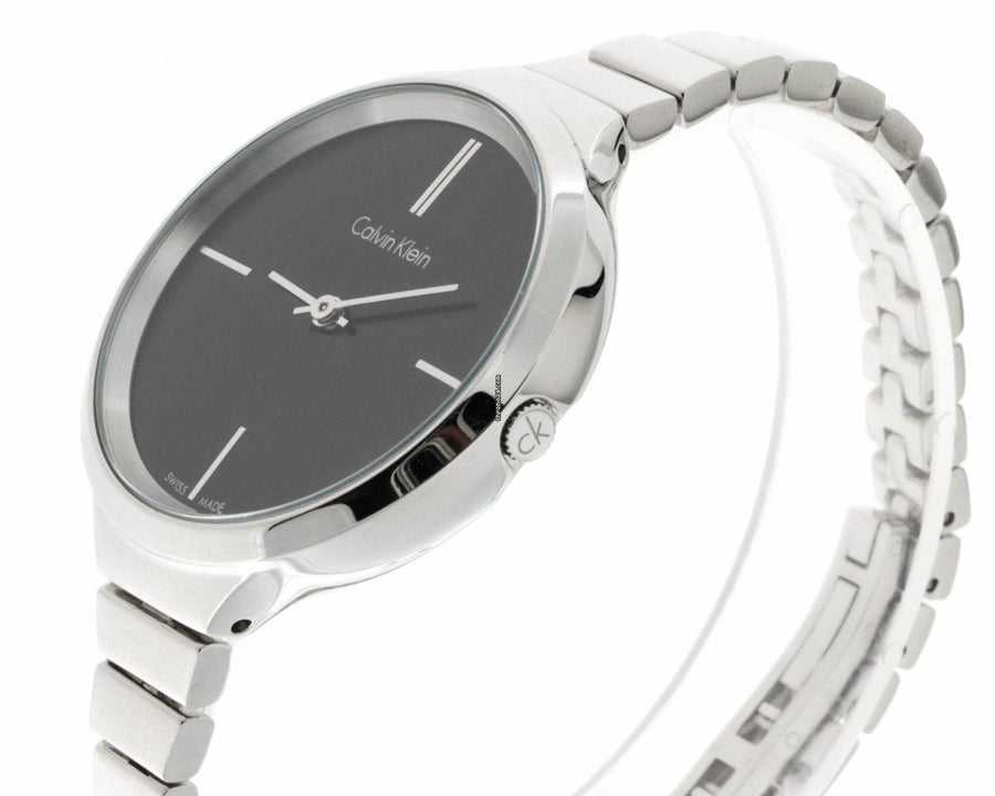 Calvin Klein Lively Black Dial Silver Steel Strap Watch for Women - K4U23121