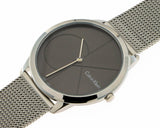 Calvin Klein Minimal Black Dial Silver Mesh Bracelet Watch for Men - K3M21123