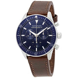 Movado Heritage 29mm Chronograph Blue Dial Brown Leather Strap Watch For Men - 3650061