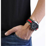 Gucci Dive Black Dial Green & Red Nylon Strap Watch For Men - YA136206