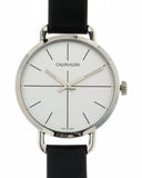 Calvin Klein Even Silver Dial Black Leather Strap Watch for Men - K7B211CY