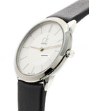 Calvin Klein Minimal Silver Dial Black Leather Strap Watch for Women - K3M221C6