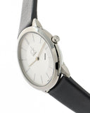 Calvin Klein Minimal Silver Dial Black Leather Strap Watch for Women - K3M221C6