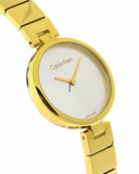 Calvin Klein Authentic Silver Dial Gold Steel Strap Watch for Women - K8G23546