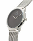 Calvin Klein Minimal Grey Dial Silver Mesh Bracelet Watch for Women - K3M2212X