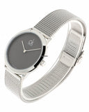 Calvin Klein Minimal Grey Dial Silver Mesh Bracelet Watch for Women - K3M2212X