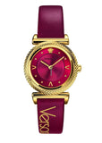 Versace V-Motif Red Dial Red Leather Strap Watch for Women - VERE00418